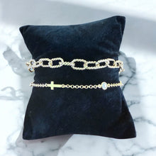 Load image into Gallery viewer, Cross and Crystal Chain Link Bracelet
