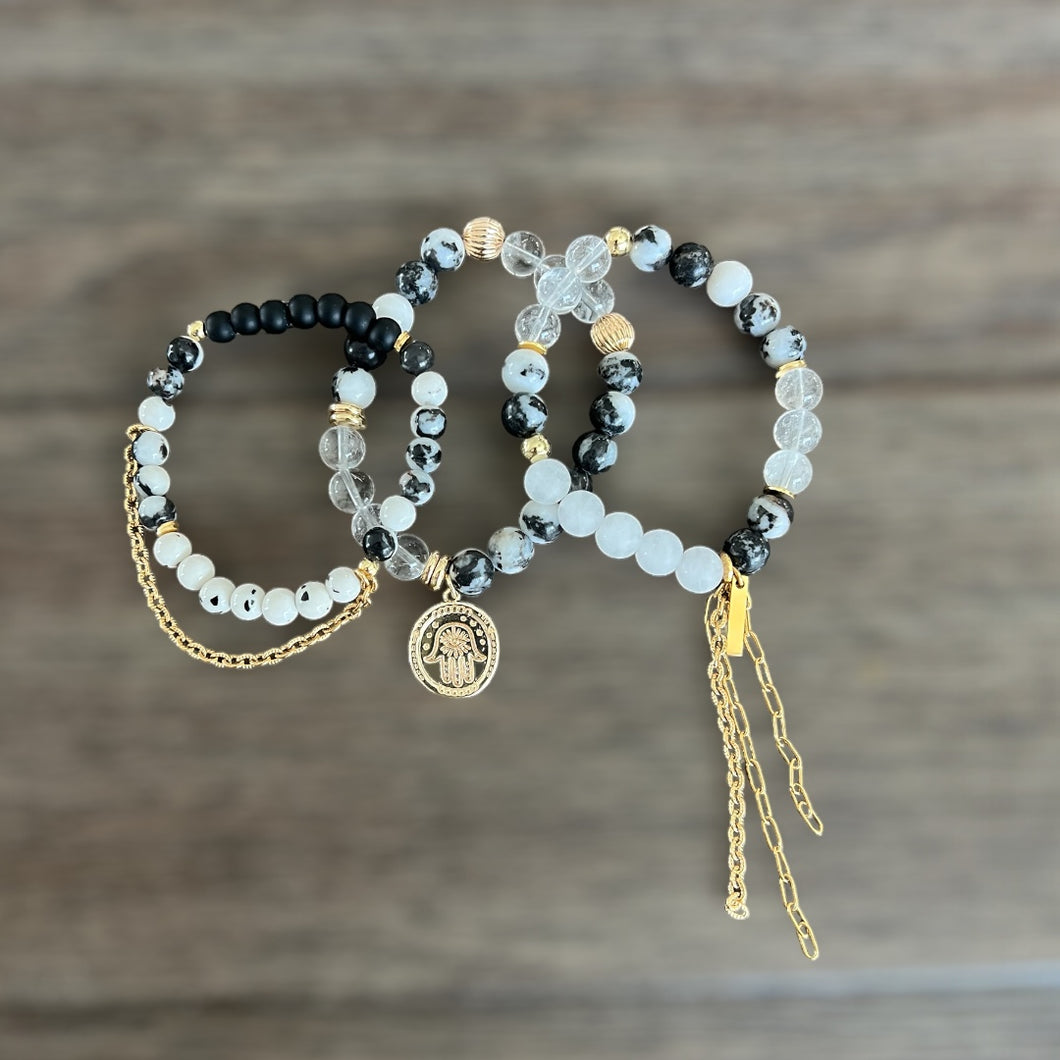 Zebra Set with Hamsa Charm