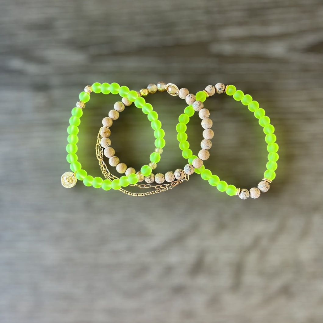 Highlighter Yellow Bracelet Set