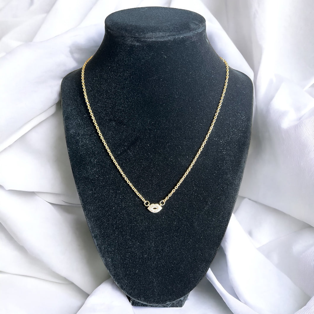 Pave Crystal Lip Necklace