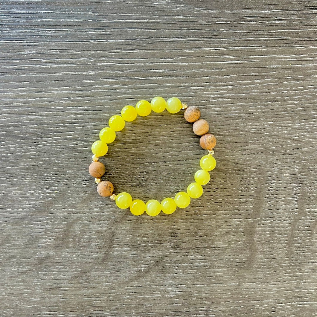 Yellow jade and jasper stacker bracelet