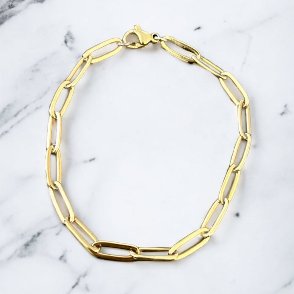 Gold Paperclip Chain Bracelet