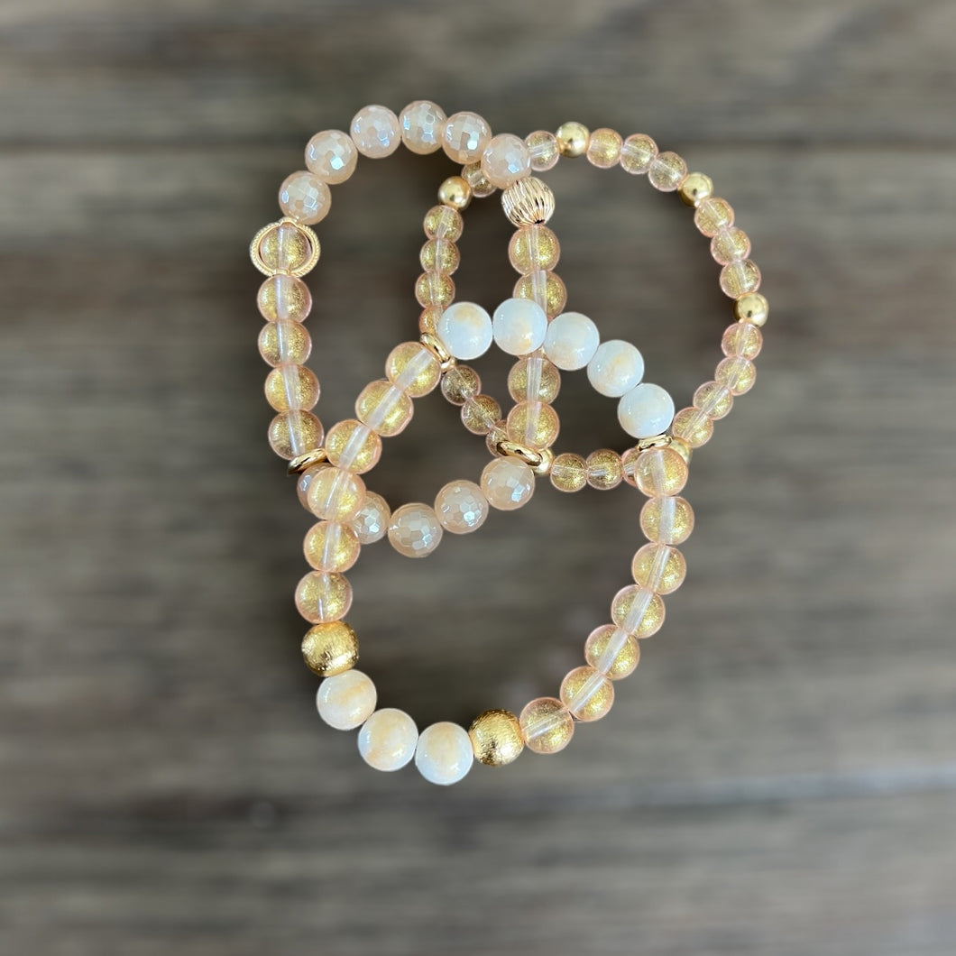 Peach and Gold Bracelet Set