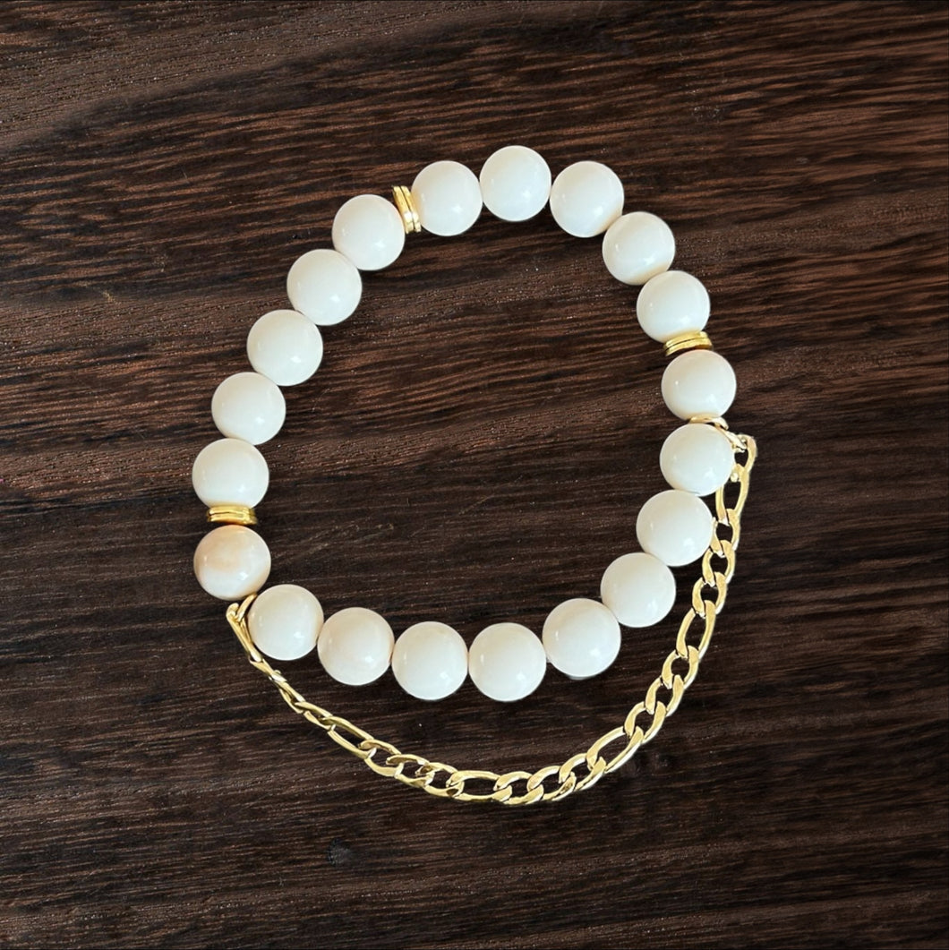 Cream and gold bracelet