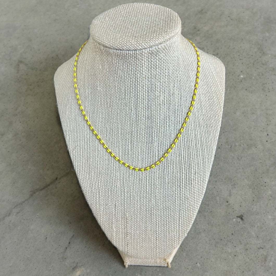 Gold and yellow enamel necklace