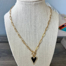 Load image into Gallery viewer, Gold Paperclip Chain Necklace with Heart
