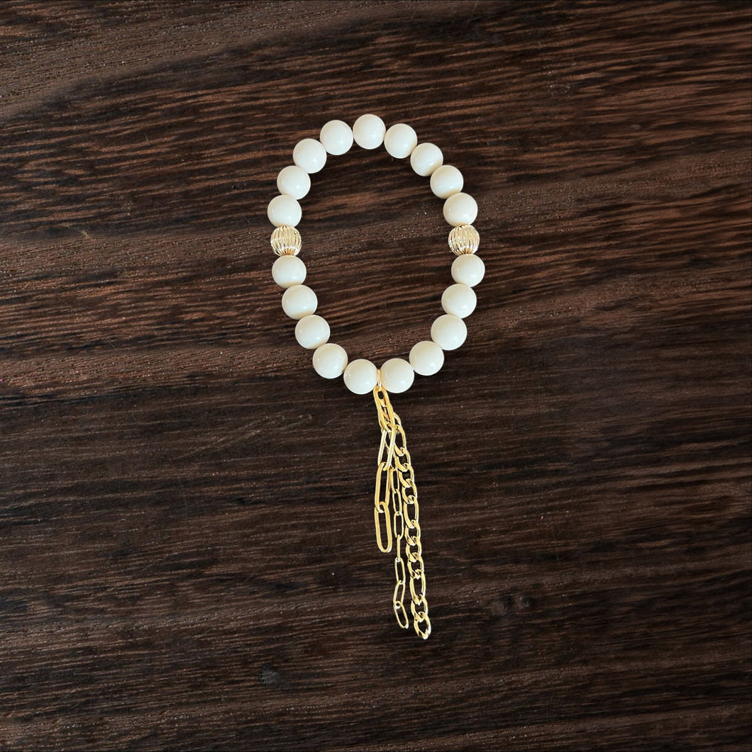 Cream and Gold Bracelet