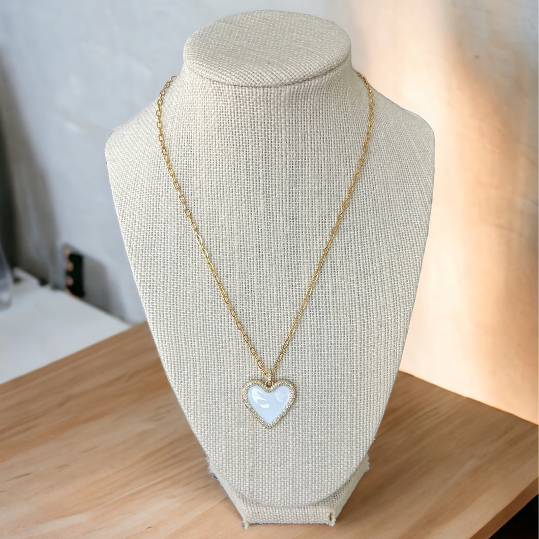 White and Gold Heart Necklace