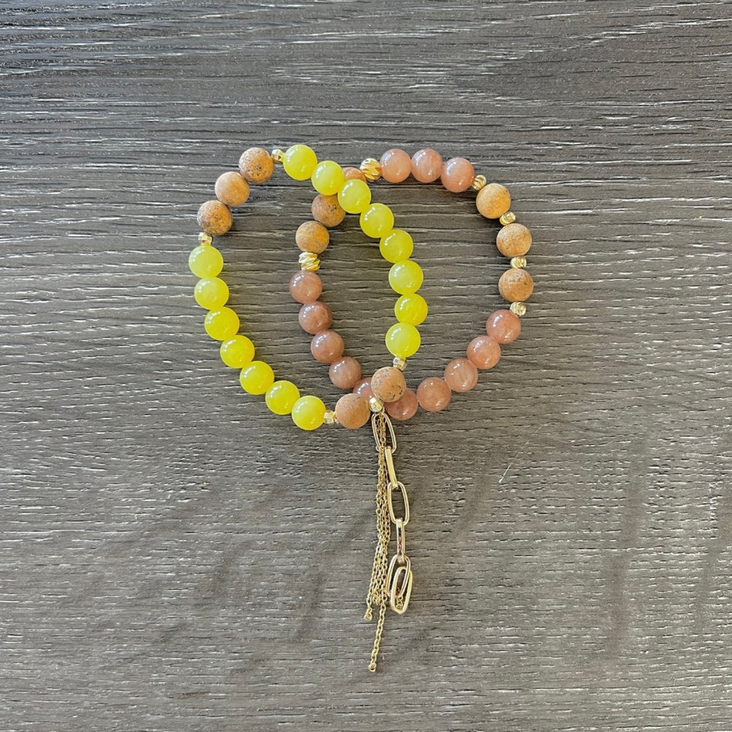 Yellow and tan bracelet set