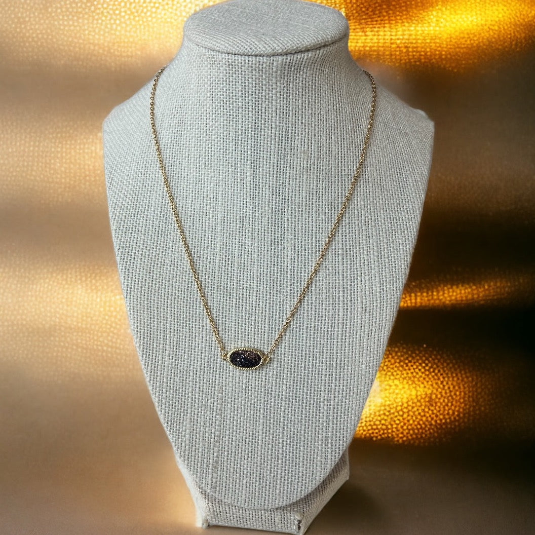 Brown Druzy Stone Gold Necklace