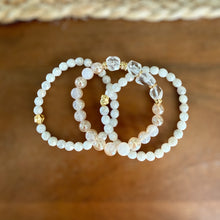 Load image into Gallery viewer, Moonstone, Agate, and Rock Crystal Bracelet Set

