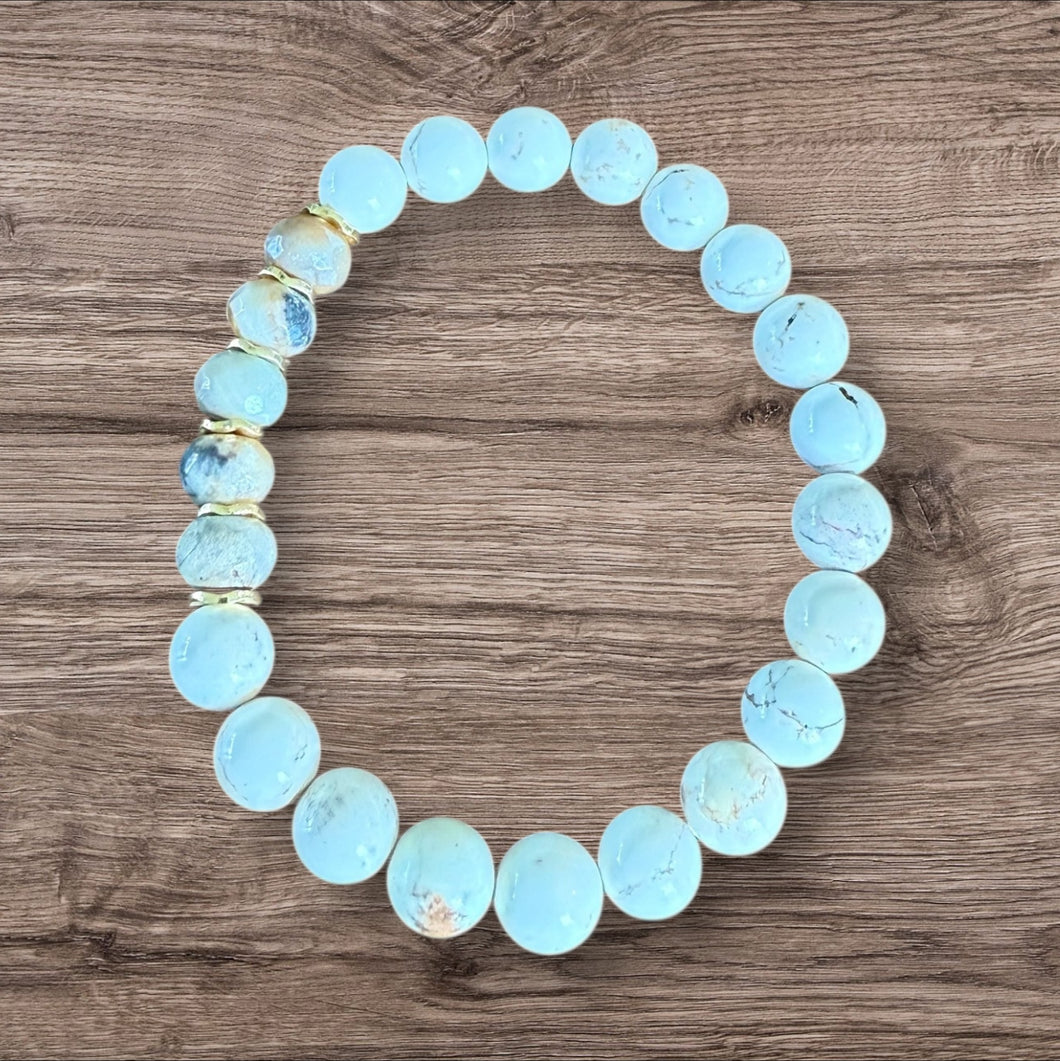 White and Faceted Stone Bracelet