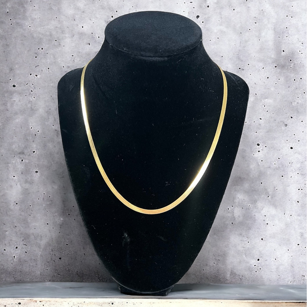 4mm Gold Herringbone Chain Necklace