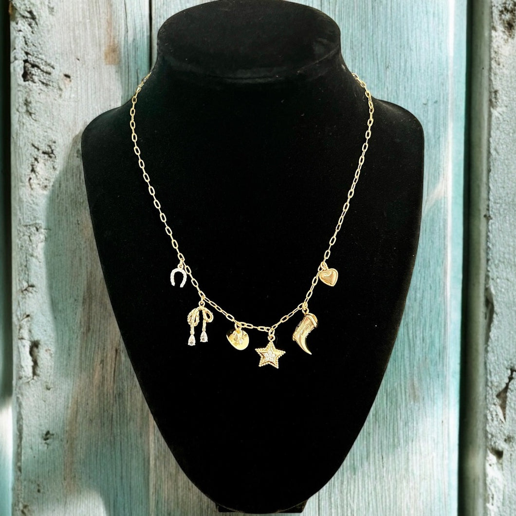 Western Charm Necklace with 6 charms