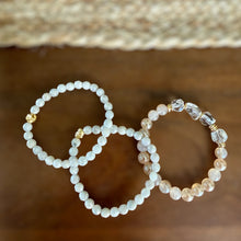 Load image into Gallery viewer, Moonstone, Agate, and Rock Crystal Bracelet Set
