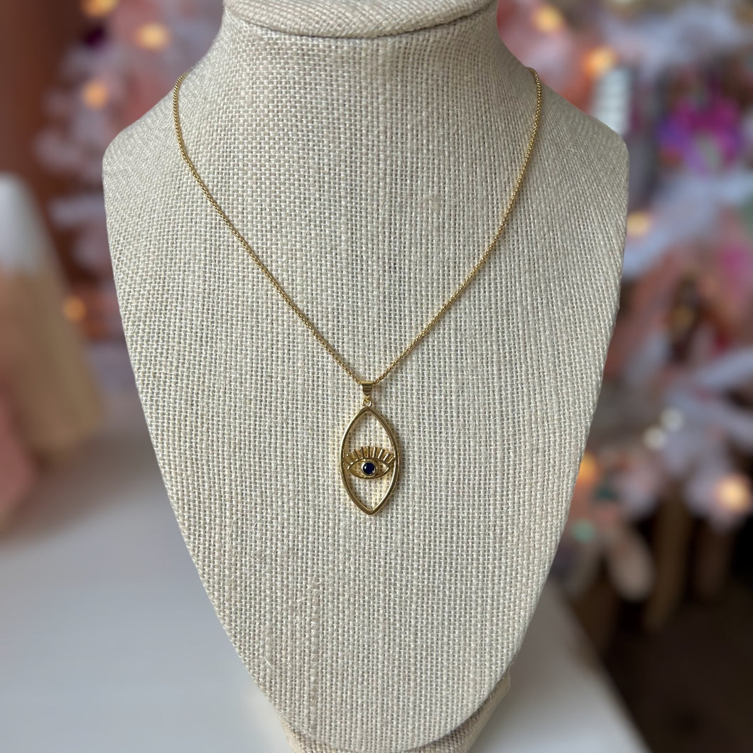 Evil Eye Necklace on Dainty Chain.