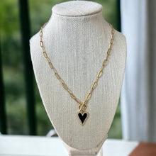 Load image into Gallery viewer, Gold Paperclip Chain Necklace with Heart
