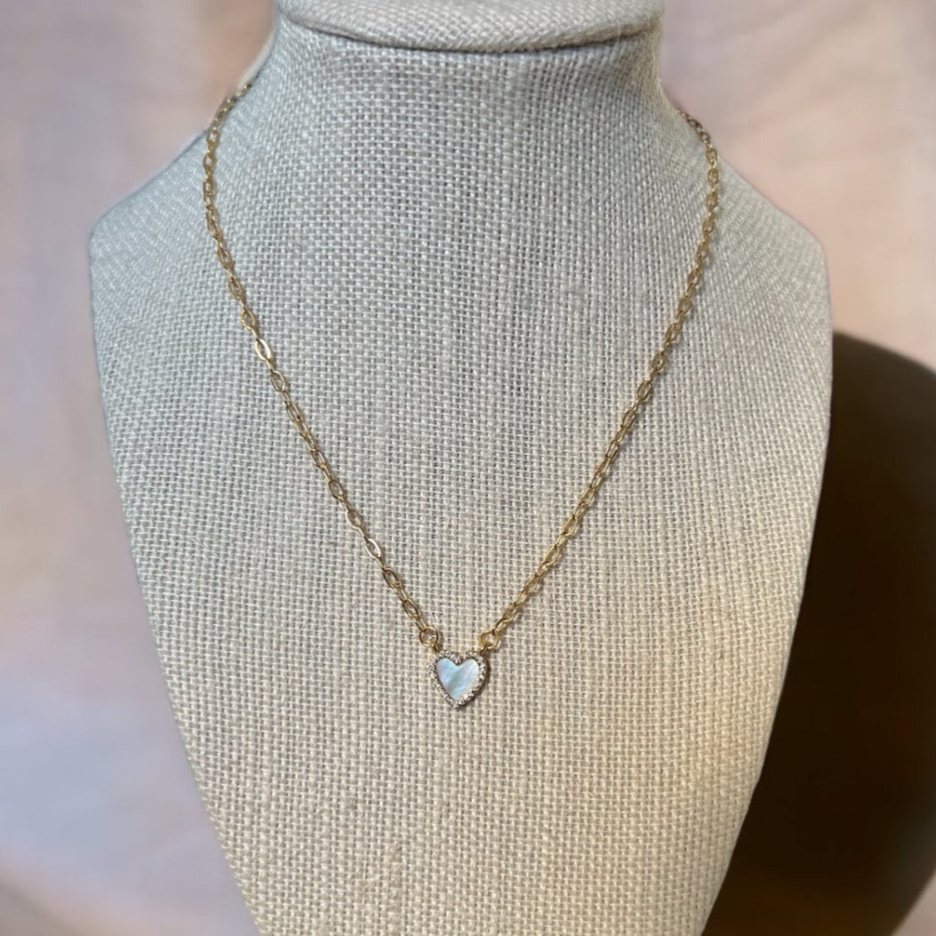 Mother of Pearl Dainty Heart Necklace